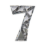 Crystal triangulated font number SEVEN 7 3D