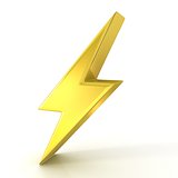 Lightning symbol, 3D golden sign