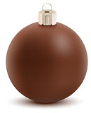 Brown chocolate christmas ball. Sweet festive decoration