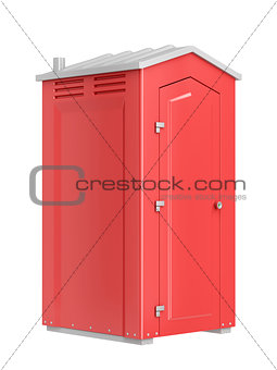 Red mobile toilet isolated on white