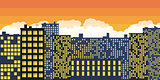 Sunset Over The City. Vector