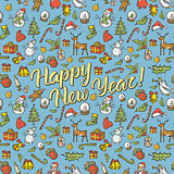Vector Seamless pattern of Christmas and New Year elements