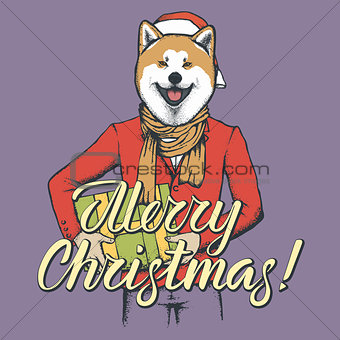 Dog Christmas vector illustration