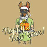 Dog vector illustration celebrating new year