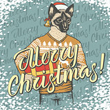 Christmas cat vector illustration