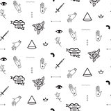 Doodle hipster flash tattoo style seamless vector pattern.