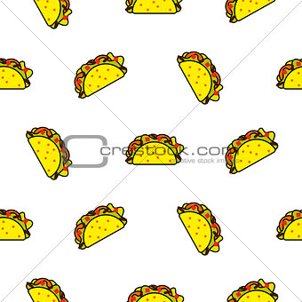 Taco mexican food seamless vector pattern.