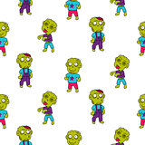 Zombie cute cartoon kid seamless pattern.