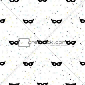 Masquerade mask simple black and white vector pattern.