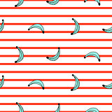 Seamless pattern with banana fruit doodle style vector.