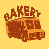 color vector template van for delivery bakery