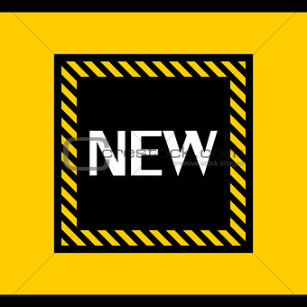 Bright orange-yellow and black with the words "new" banner