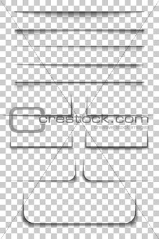 Page divider. Transparent realistic paper shadow effects on checkered background. Vector illustration for your design, template and site.