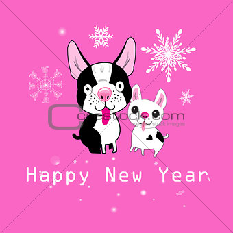 New Year card funny dogs