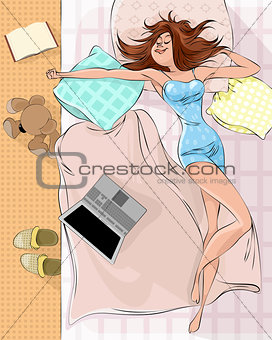 Sleeping woman on the bed