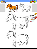 drawing and coloring activity with horse or pony