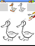 drawing and coloring worksheet with goose