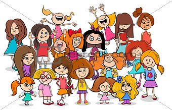 kid or teen cartoon girls characters group