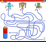 paths maze game with robots and battery