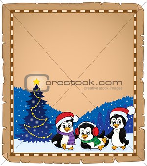 Christmas penguins thematic parchment 2