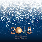 2018 New Year Background with Christmas Ball. Vector Illustration