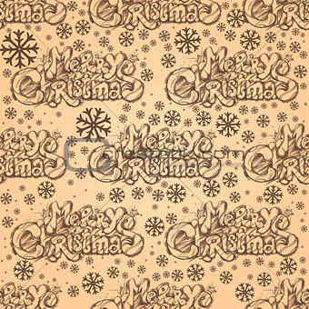 Seamless pattern with inscription Merry Christmas.