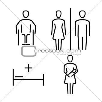 Set of icons for WC the bathroom