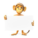 3D Illustration of a Monkey with a White Background