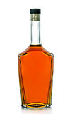 A bottle of brandy on a white background