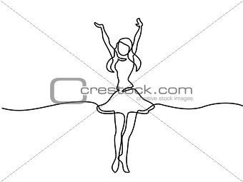 Happy woman in skirt dancing