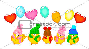 Birds with balloons 