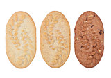 Healthy bio breakfast grain biscuits on white