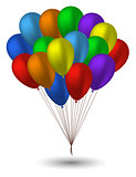 Seven balloons in the colors of the rainbow