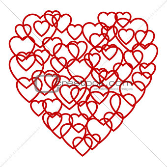 A big red heart made up of little hearts
