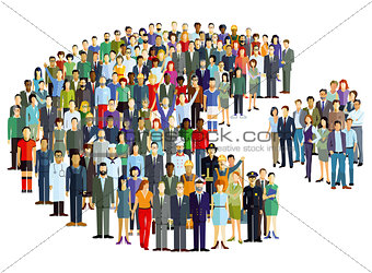 Groups of people statistics, crowd community, Illustration
