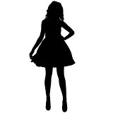 Black silhouette of a beautiful girl on a white background