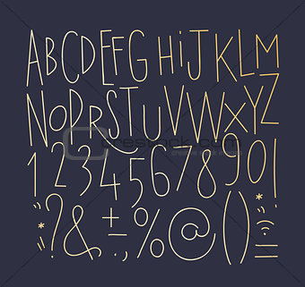Alphabet straight lines font gold
