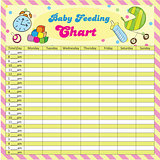 Baby feeding schedule for moms - colorful vector illustration