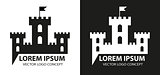Fortress icon, logo element. Citadel silhouette. Tower or castle isolated on white background. Vector illustration.