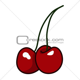 Pair of cherries isolated on white