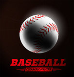 Baseball ball in the backlight on black background.