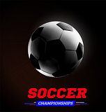 Soccer or football ball in the backlight on black background. Vector illustration