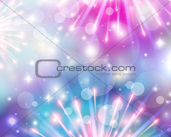 Festive background of fireworks fireworks blue and purple