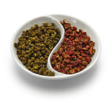 sichuan pepper, green and red