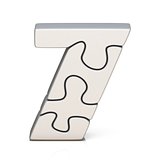 White puzzle jigsaw number SEVEN 7 3D