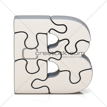 White puzzle jigsaw letter B 3D
