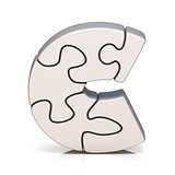 White puzzle jigsaw letter C 3D