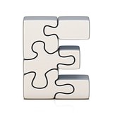 White puzzle jigsaw letter E 3D