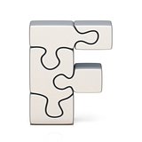White puzzle jigsaw letter F 3D