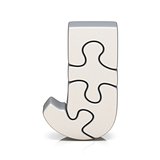 White puzzle jigsaw letter J 3D